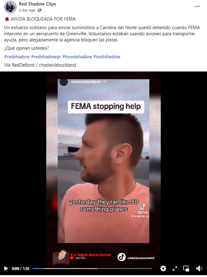 Verificación de Datos Ayuda para Víctimas de Helene No Fue Bloqueada